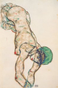 Mulher nua com capuz verde